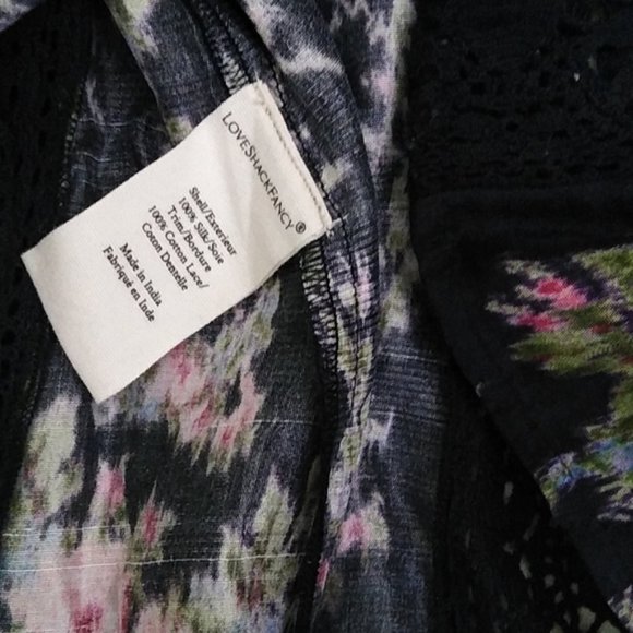 Loveshackfancy Jacque silk floral blouse top Dolce floral crochet lace XS - Picture 7 of 17